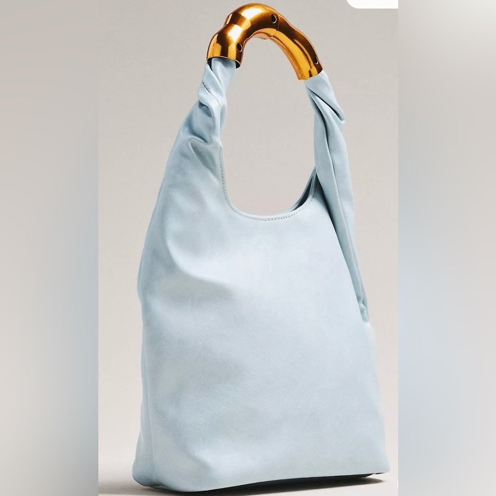 Anthropologie Vegan Leather Gilded Shoulder Bag Blue - Picture 2 of 2